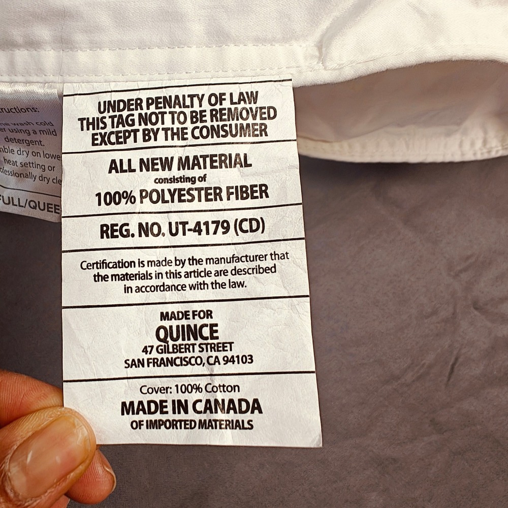 Quince Full Queen White Down Alternative Comforter 100% Cotton cover - Picture 5 of 5